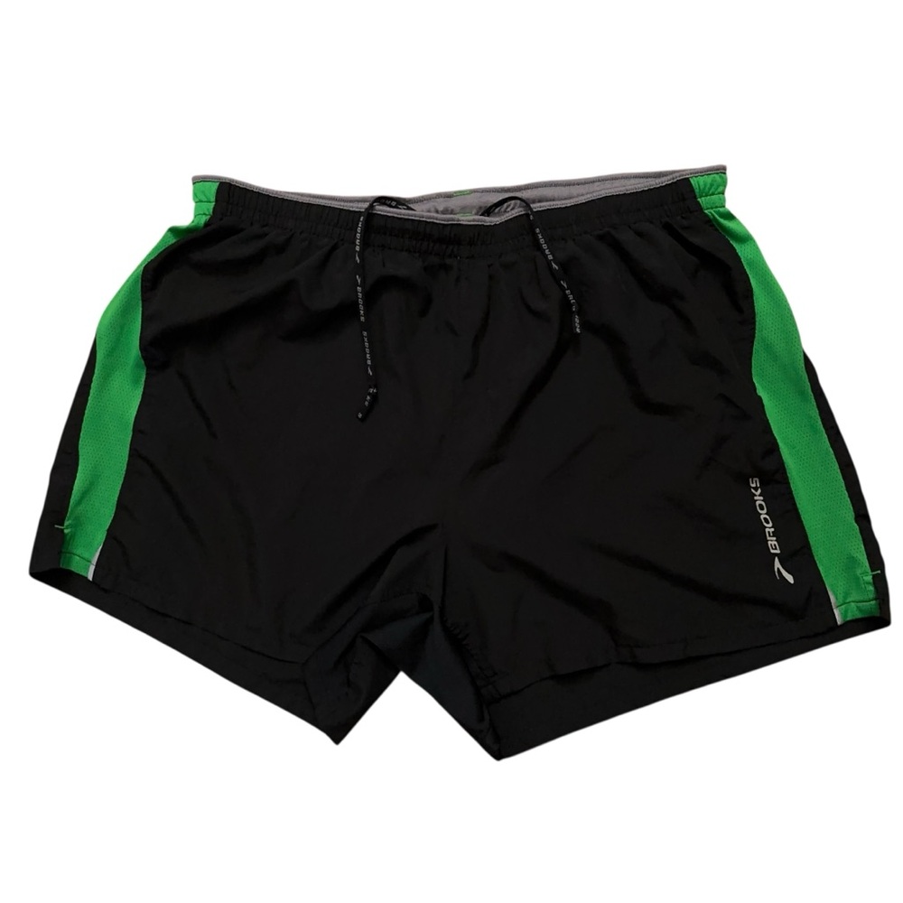 Brooks Shorts Mens L Brief Lined Running Jogging Drawstring Zip Pocket Black